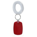 Rectangular/Rd. Corners Key Tag w/ Coil Wristband - Red